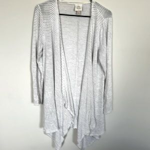 Knox Rose Flyaway Cardigan Lightweight size Med Cream and Dark Grey Stripped
